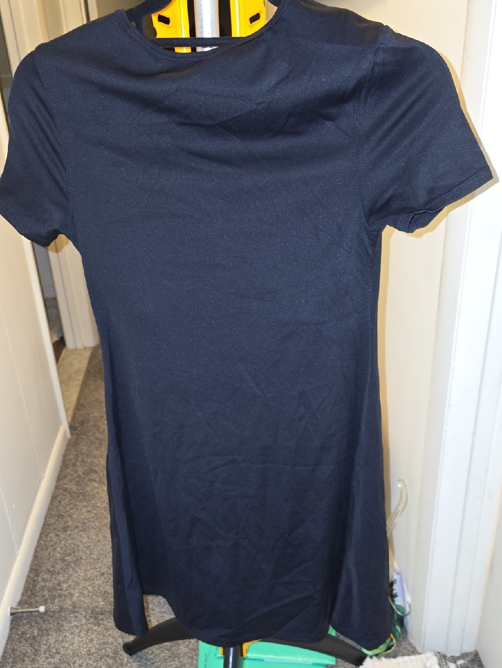 NWT HALARA Black Short-Sleeve Mini Dress